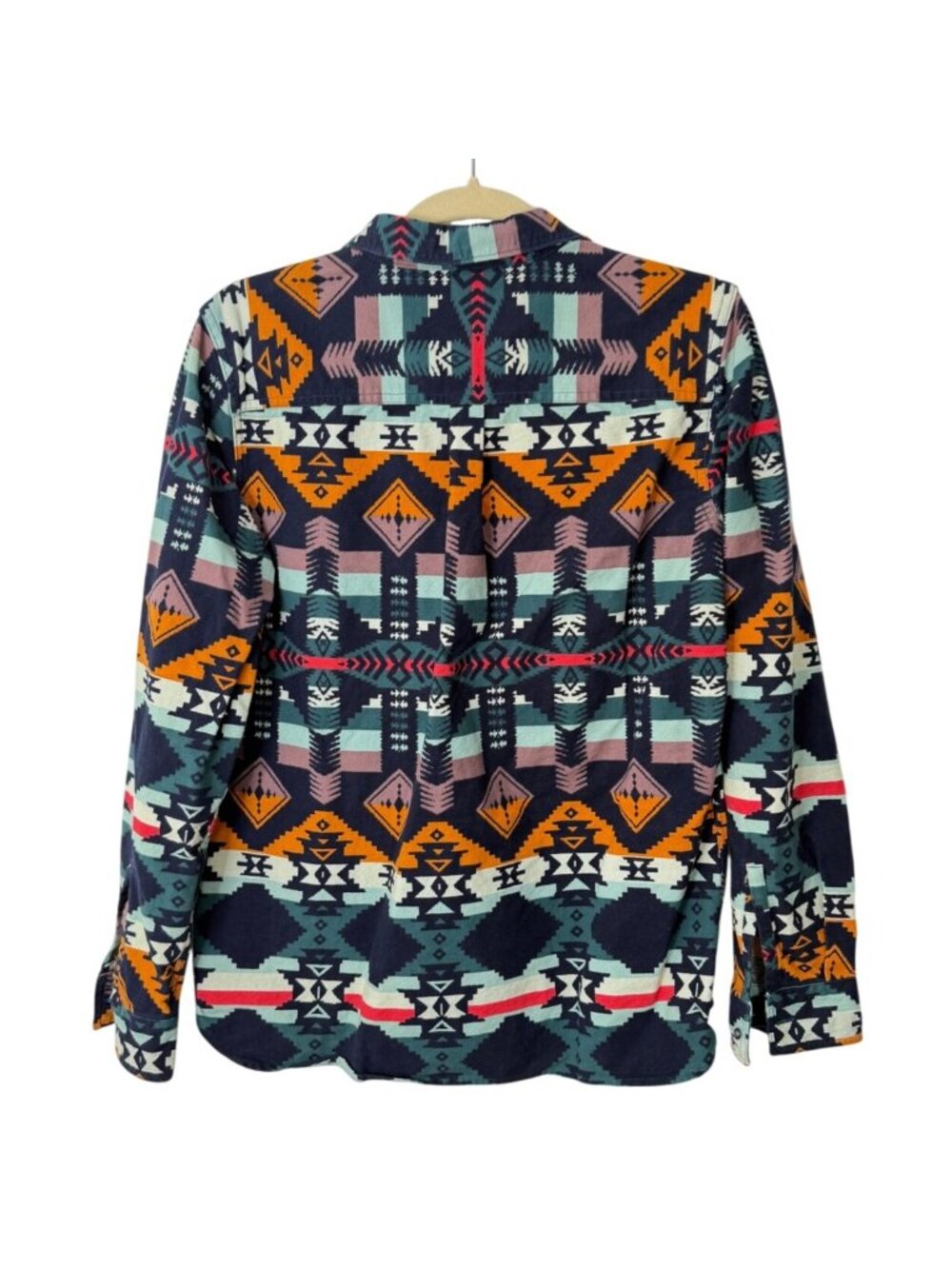 Woolrich Women Size M Southwest Flannel Button-Up Shirt Shacket Top Aztec Cotton - Picture 2 of 7